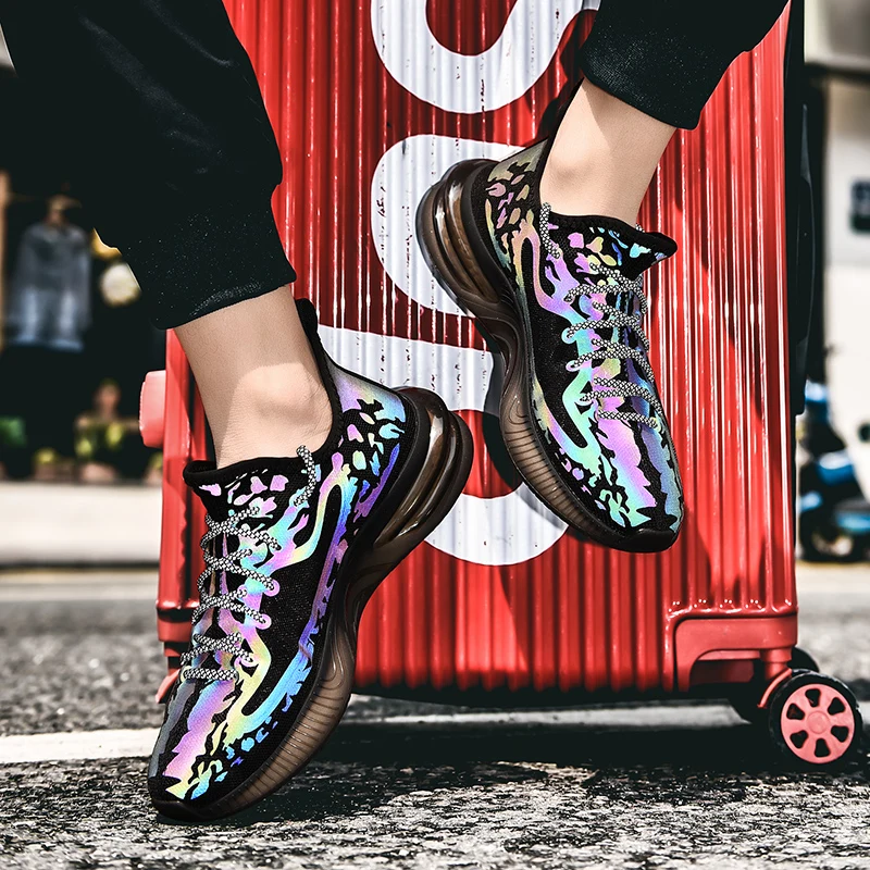 

Men Fashion Luminous Sneakers Reflective Mesh Shoes Male Trend New Arrival Walking Footwear Comfortable Soft Sneakers Men Shoes