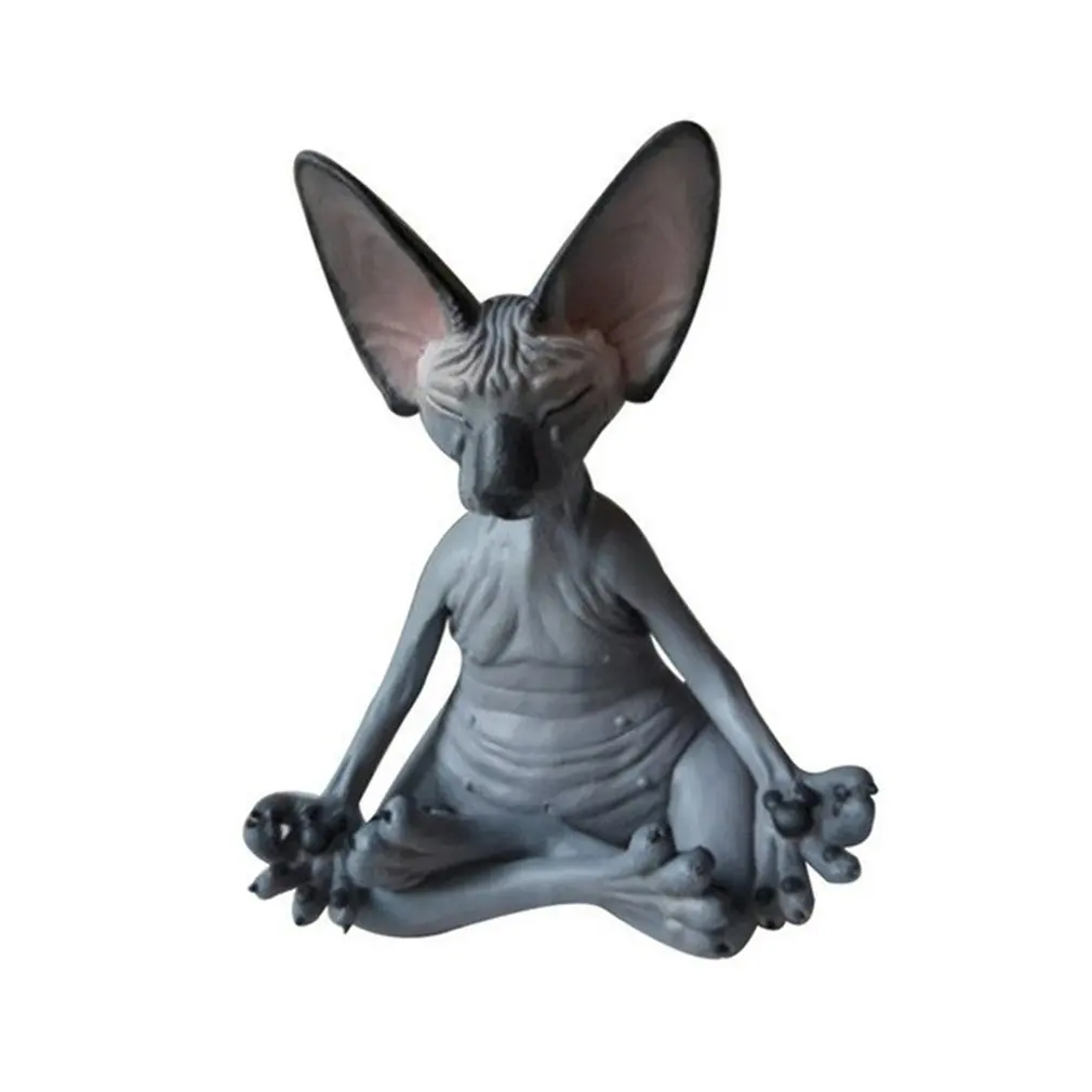 

13 см статуэтка кошки Сфинкс медитация Йога статуя животного кошка разитация искусство скульптура из смолы садовые статуи искусство