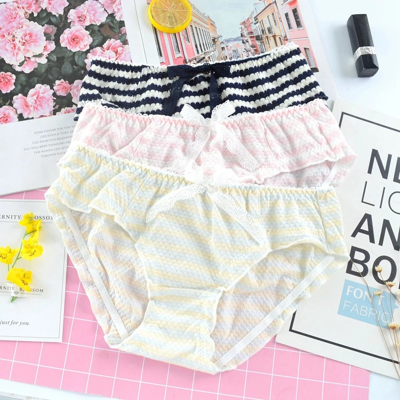SP&CITY японские милые полосатые хлопковые трусики женское нижнее белье с оборками