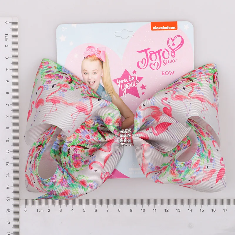 8 "JOJO SWIA бантами для девочек большой Фламинго печатных заколки волос с зажимы