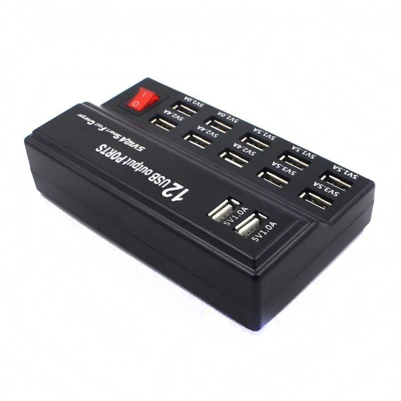 USB быстрое гнездо для зарядки 10 12 портов 12A зарядная станция Смарт зарядное