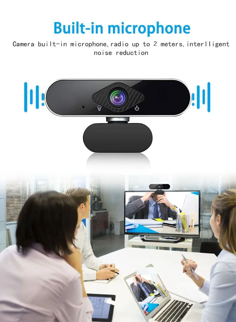 

NEW Computer Webcam with Built-in Microphone 2MP Full HD 1080P Widescreen Video Work Home Accessories USB Web Camera for PC