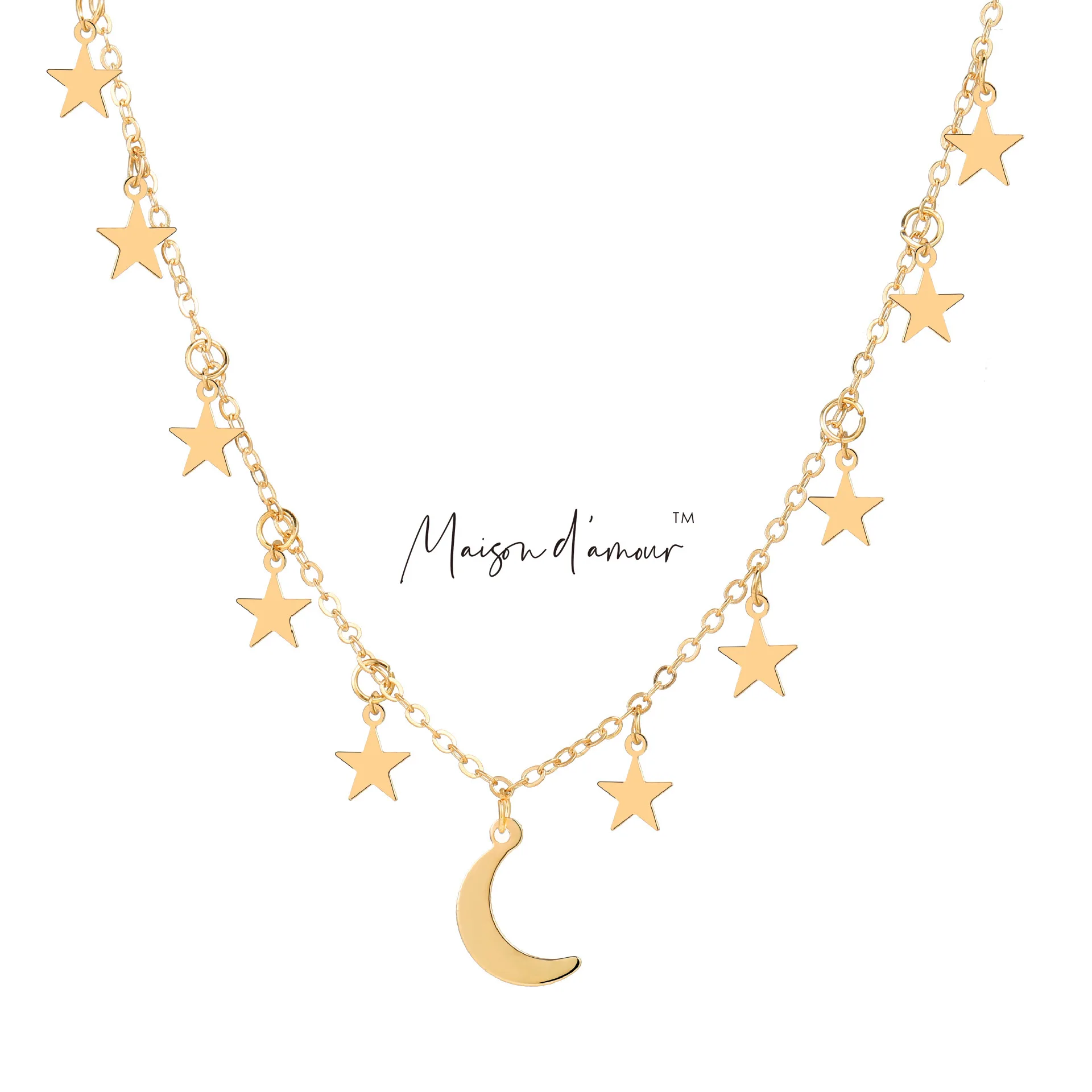 

Wholesale Ethnic Bohemia Choker Moon Pendants Women Necklace Gold Plating Luxury Jewelry