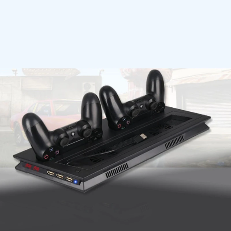 Вертикальная подставка с охлаждающим вентилятором для PS4 Slim/Pro/Обычная Playstation 4