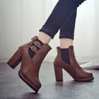 Женские ботинки в стиле ретро, черные туфли-лодочки с ремешком и пряжкой, короткие Ботильоны на каблуке, модная обувь, размер 43, для осени, 2021