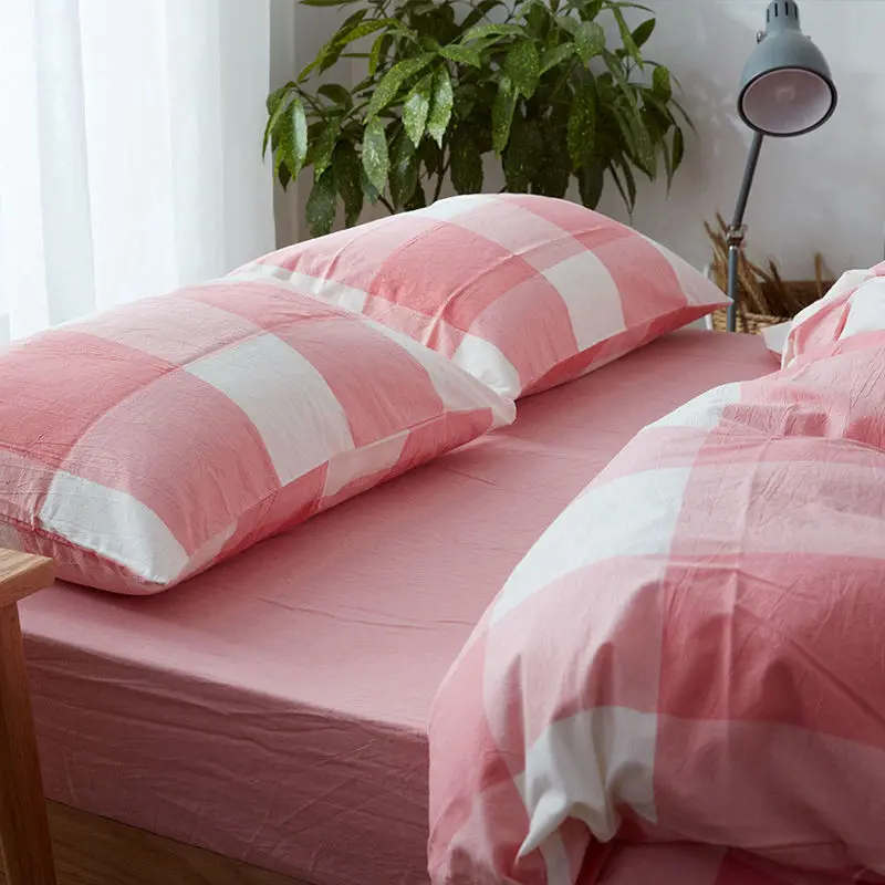 

Pure cotton simple Japanese-style yarn-dyed washed cotton solid color plaid pillowcase striped cotton pillow cover cotton 48x74