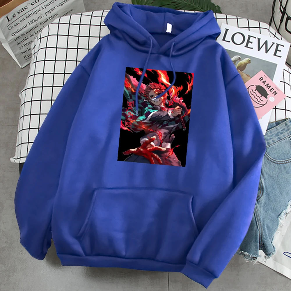 

Kamado Tanjirou Demon Slayer Print Hoodies Man Casual Loose Sweatshirts Anime Cartoon Harajuku Hip Hop Streetwear Hooded Clothes