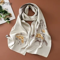 ptah 100 mulberry silk scarf ladies banquet softer breathable digital prined large scarf high quality mom gifts box 16030cm