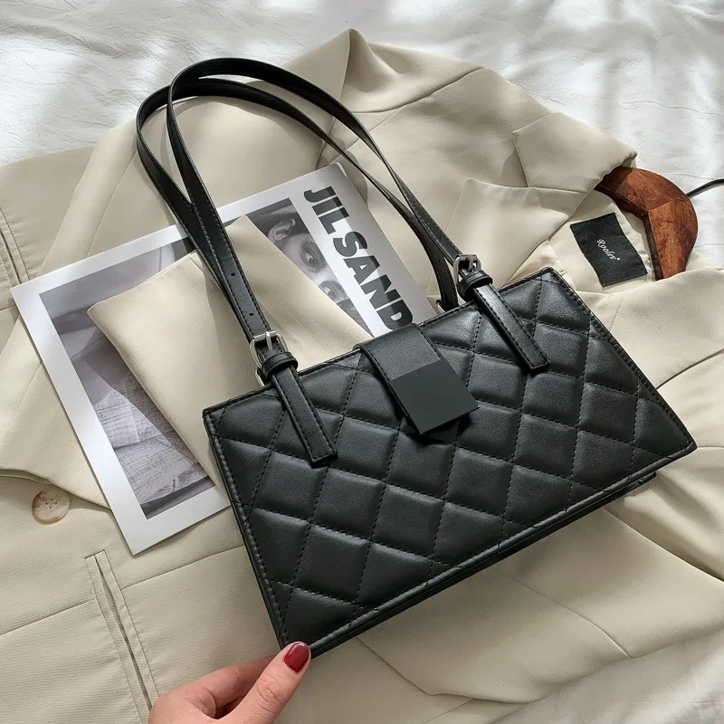 

Lingge Small PU Leather Shoulder Bags for Women 2021 Winter Branded Luxury Black Handbags Trending Lux Fashion Hand Bag