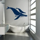 Горбатый кит, силуэт мамы и теленка, Виниловая наклейка на стену, домашний декор для наклейки на стену ванной комнаты, Съемные Фрески, обои 4559