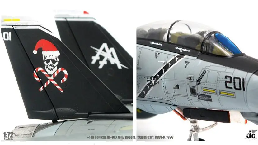 JC Крылья F-14B Tomcat VF-103 Jolly Rogers santa cat GVW-8 1996 1/72 литье под давлением модель самолета |