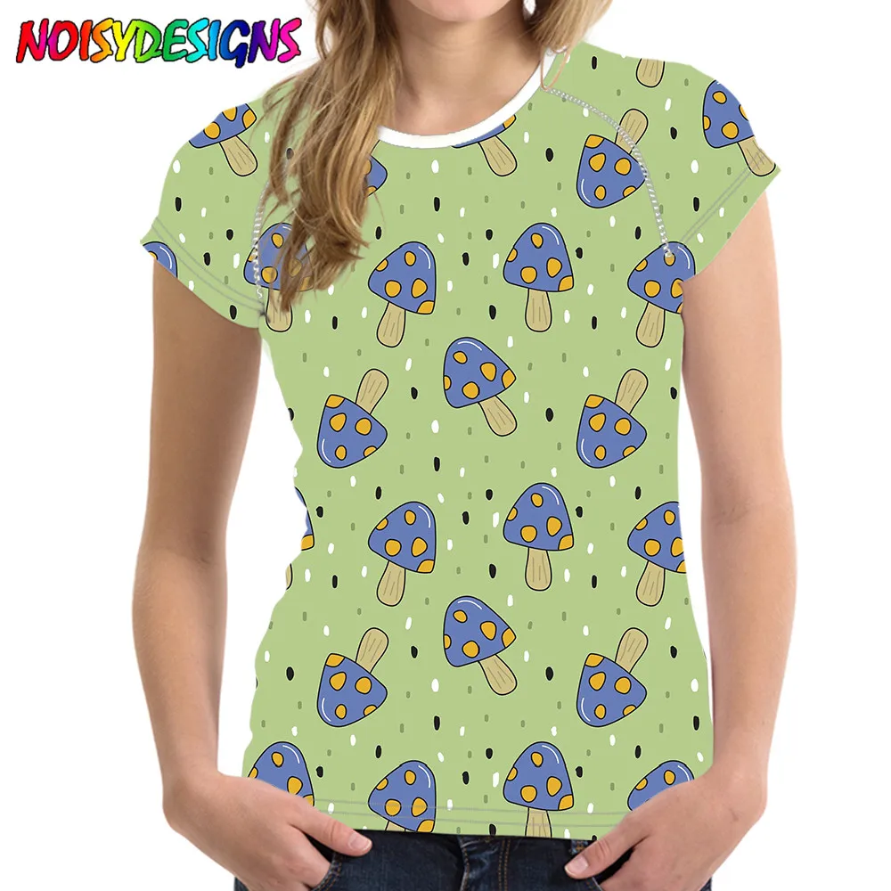 

NOISYDESIGNS Mushroom T Shirt Fashion Women Sweatshirt 3D Print Short Sleeve Hip Hop Streetwear Unisex Tops O Neck Pullover 2021