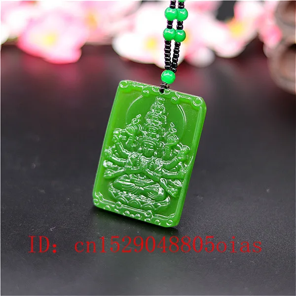 Натуральный зеленый китайский нефрит Avalokitesvara кулон ожерелье модное очарование
