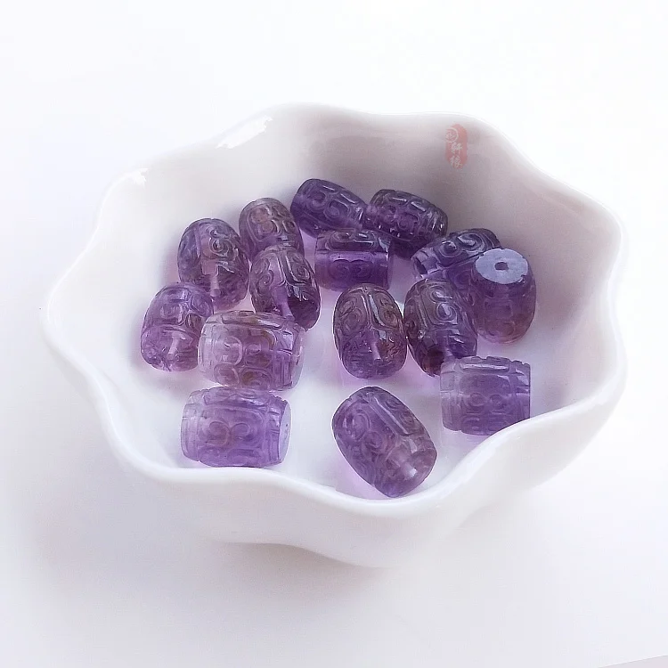Бусины россыпью с аметистом Резной Столб 12*8 мм для изготовления ювелирных
