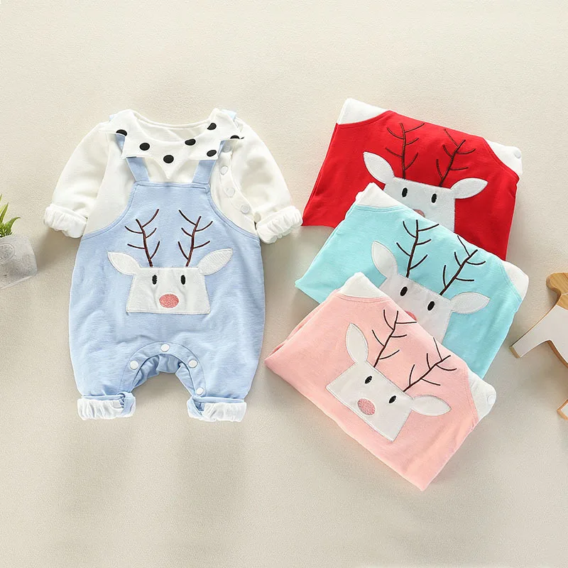 Комплект одежды для новорожденных сезон осень зима топ + комбинезон Комбинезоны