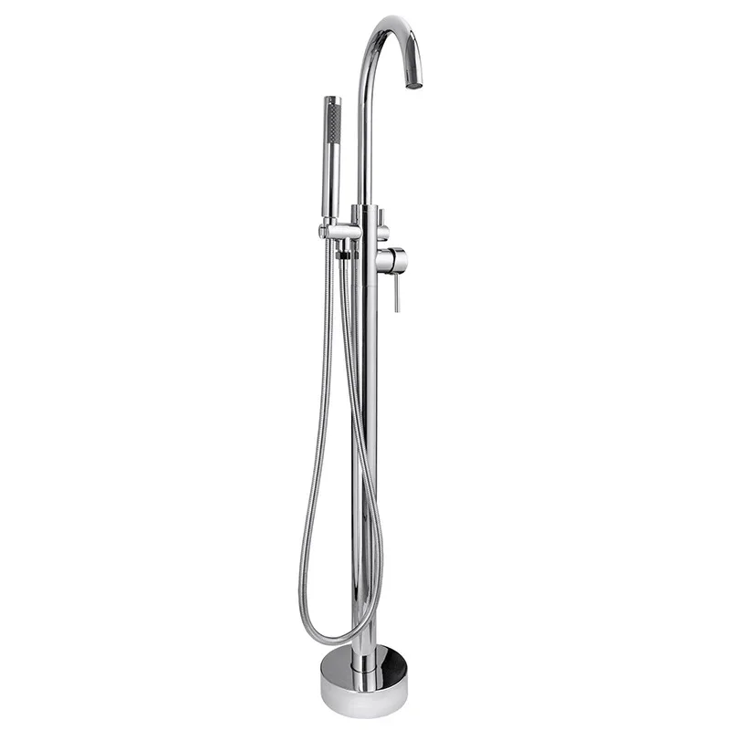 

Chrome Bath tub floor faucet cold and hot shower shower set silver shower