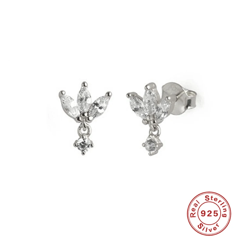 Женские серьги-гвоздики в виде короны и клевера из серебра 925 пробы | Украшения