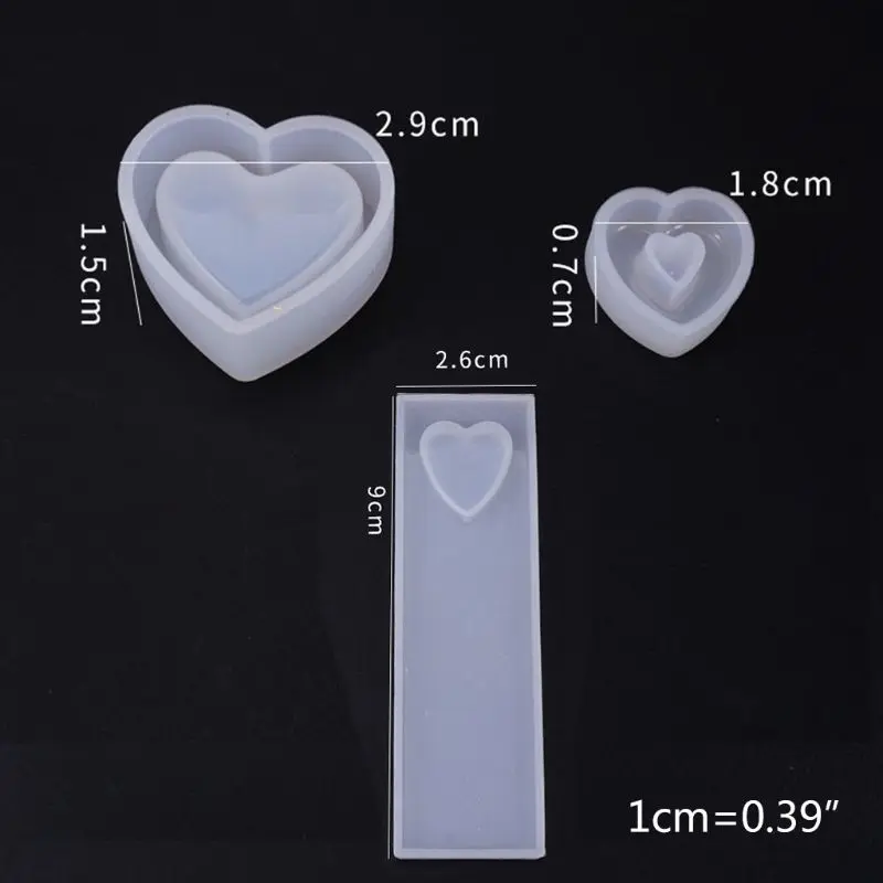 

Crystal Epoxy Resin Mold Heart Shaped Box Hollow Pendant Bookmark Silicone Mould