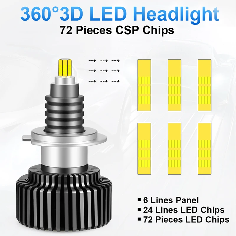 2 шт. Автомобильные светодиодные лампы H8 H1 9012 HB4 HB3 18 000 лм 12 В|Передние LED-фары для