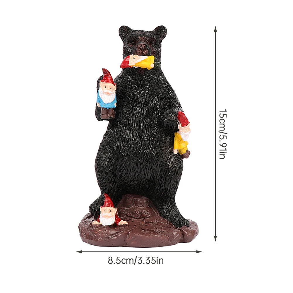 

Realistic Resin Bear Statue Realistic Dwarf Bear Sculpture Naughty Animal Eating Gnomes Ornament Gardening Decor for Gard