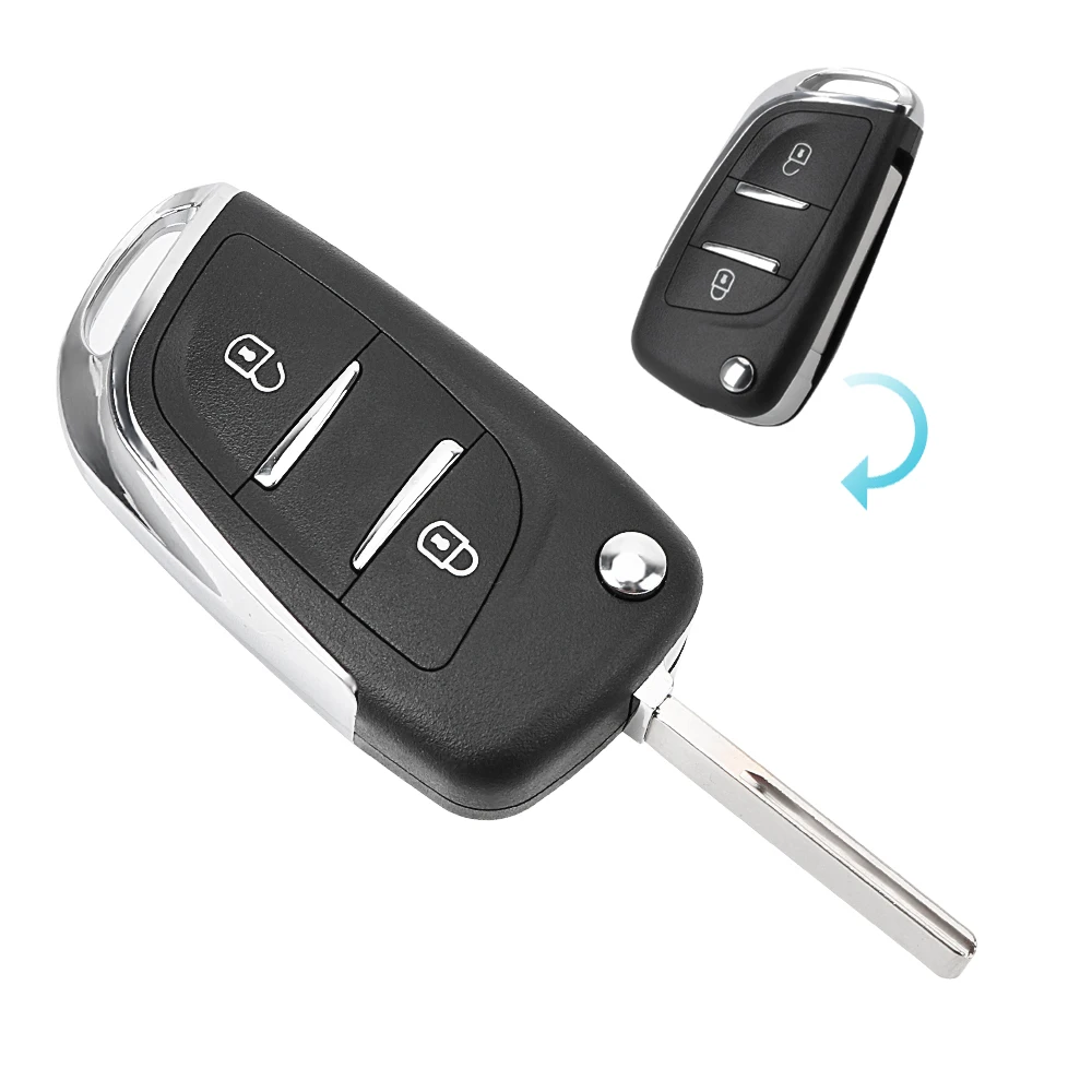 

Flip Folding Car Key Shell 2 Button Key Fob Case For Peugeot 107 207 307 307S 308 407 607 2BT DKT0269 Car-styling Remote