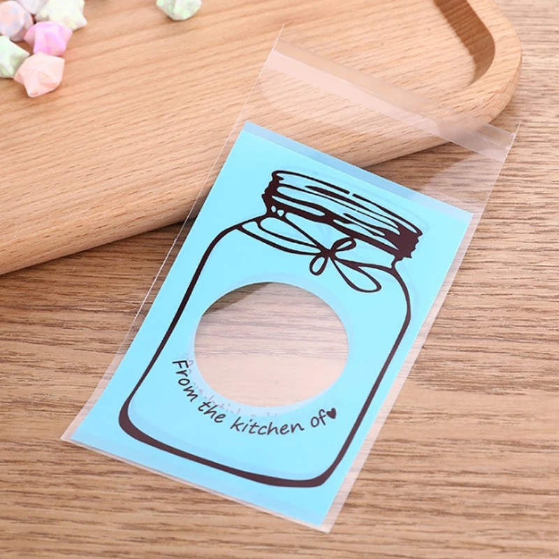 

Cute Cookie Packaging Bags 100PCS/Lot Plastic Bag Gift Wedding Self Adhesive Party Favors Colorful bottle pattern Candy Birthday