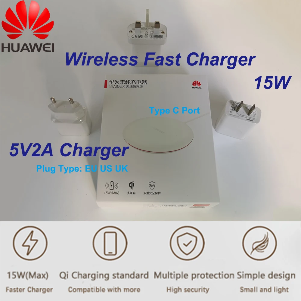 Оригинальное Беспроводное зарядное устройство Huawei MATE 30 20 Pro CP60 15 Вт QI и кабель Type c