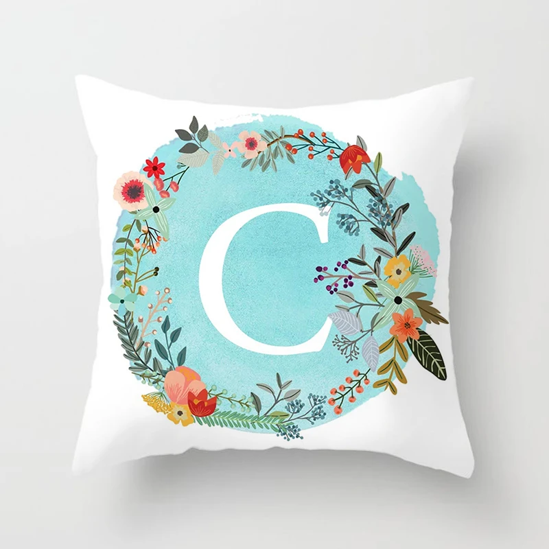 Чехол для подушки с белыми буквами Fuwatacchi на синем фоне наволочка цветочным