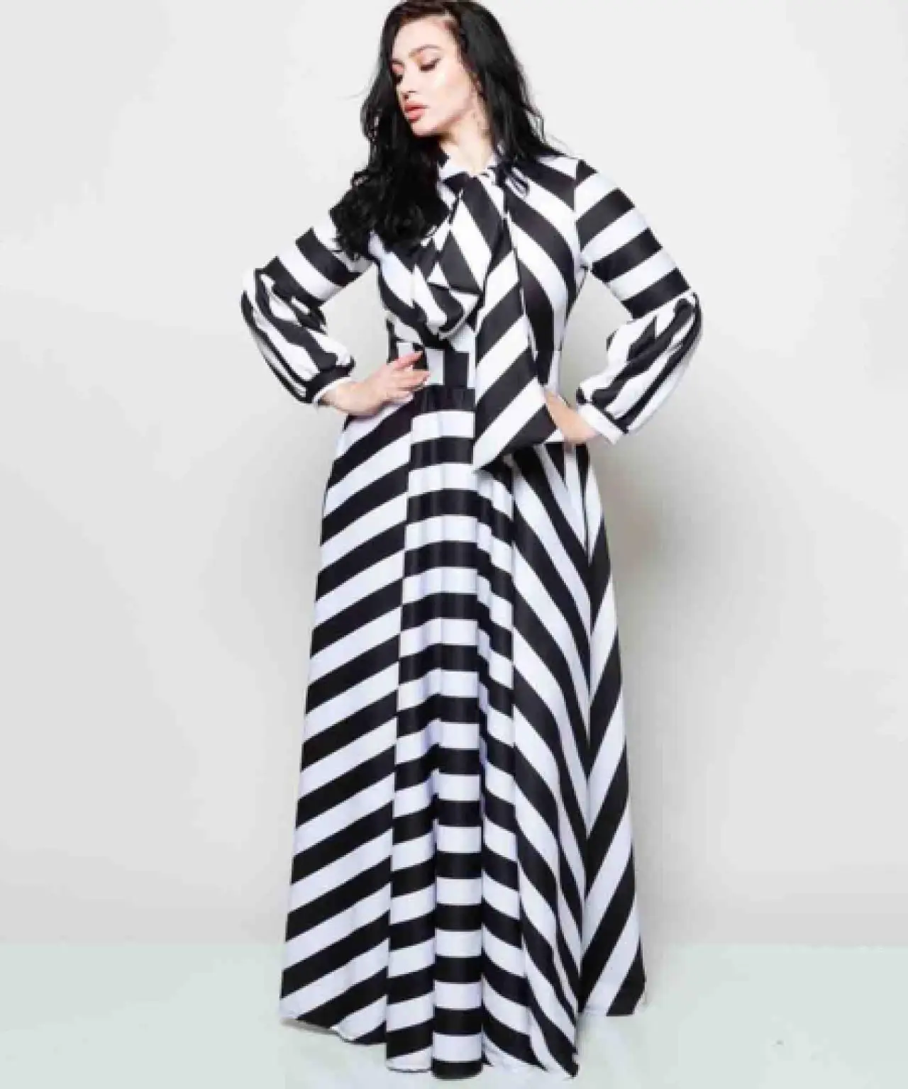 Большие размеры Осень Зима Женское Элегантное Длинное платье винтажное с