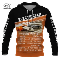 men women electrician print 3d hoodies works jacket sweatshirts zipper unisex long sleeve pullover tracksuit coat streetwear
