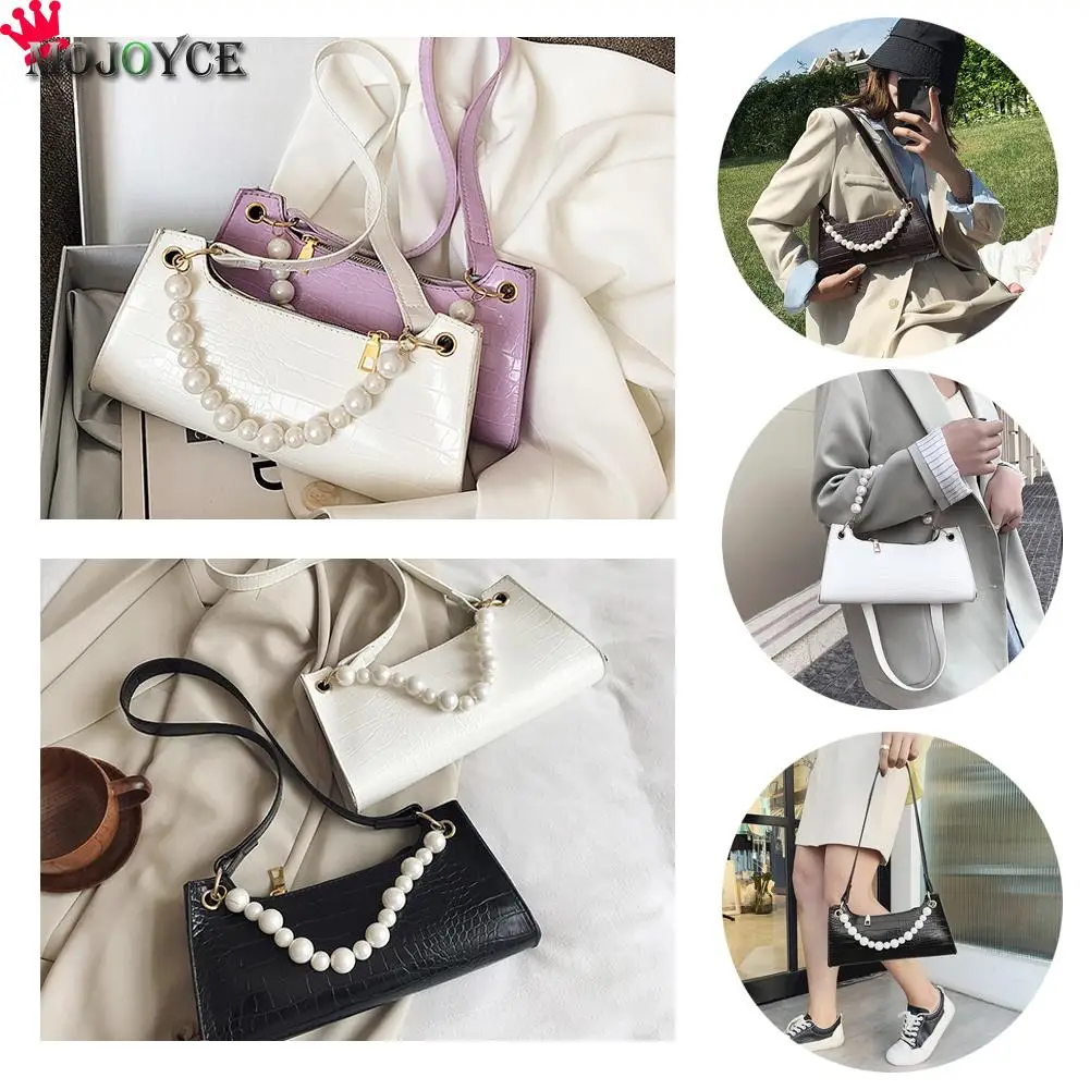 

Women Candy Color Shoulder Totes Bag PU Leather Casual Clutch Pearl Handbags Ladies Fashion Shoulder Messenger Bag