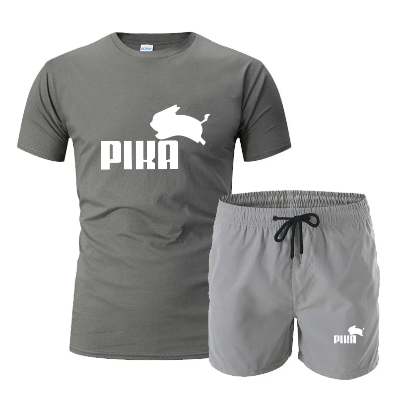 

2020 summer men's sportswear running T-shirt + jogging shorts fitness sports brand casual fashion two-piece sportswear men