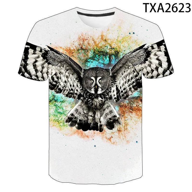 

2021 New Summer Fun Owl 3d Color Print T Shirt Casual Street Boys And Girls Fashion Cool Men Women Children T Shirt Top