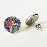 xhdblife tree statement stud earrings jewelry vintage convex glass earrings to send friends gifts beautiful ear ornaments