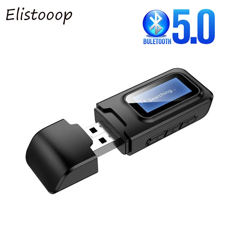 2в1 USB Dongle Bluetooth 5 0 передатчик приемник ЖК дисплей Мини 3 мм AUX RCA стерео аудио