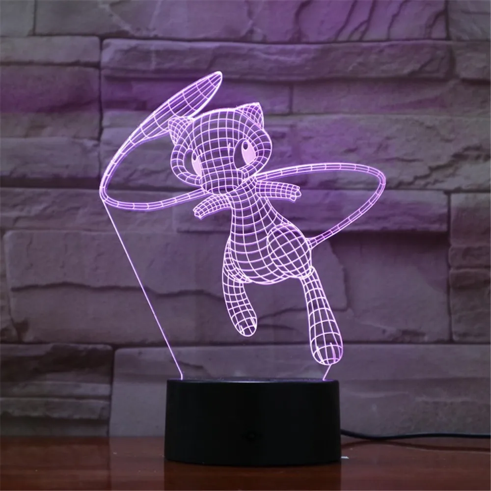 Pokemon Mew Anime Night Lights Figures Cartoon Pocket Monster Led Set Decor Home Lighting Bedroom Lampara Xmas Gift Illuminator