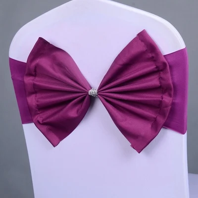 

Plum Colour Wedding Chair Sash Bow Tie Spandex Chair Band Sash Butterfly Bow Tie Wedding Decoration Hotel Banquet Party