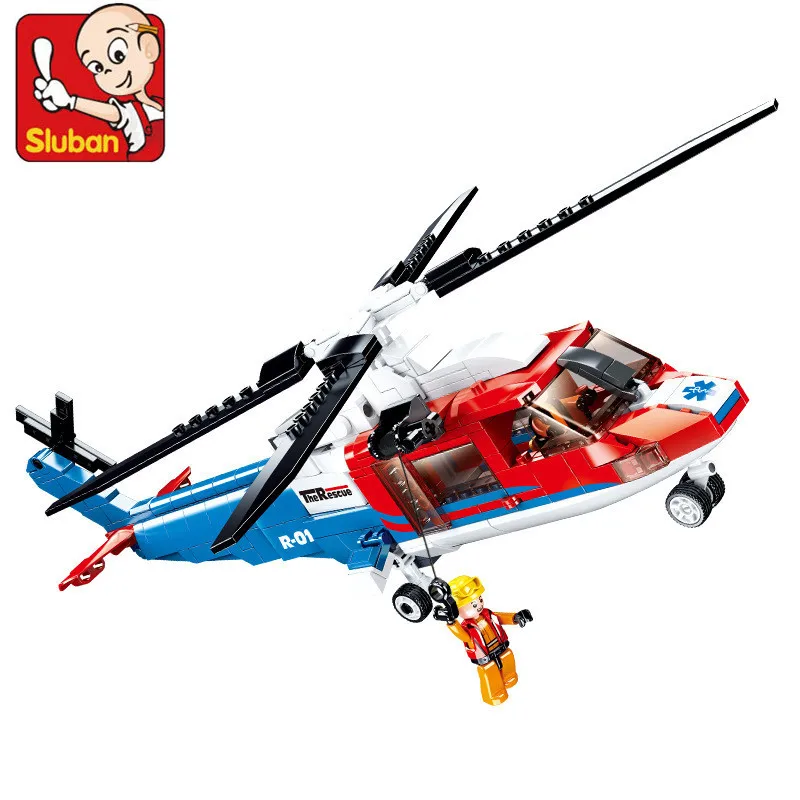 

402Pcs S76D Maritime Rescue Aircraft Helicopter Building Blocks Sets Kit DIY Construction Bricks Educational Toys for Children