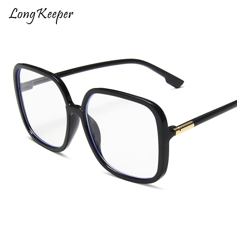 

LongKeeper Women Anti-blue Light Glasses Frame Oversized Square Eyeglasses Vintage Nerd Glasses Optical Spectacle Frame UV400