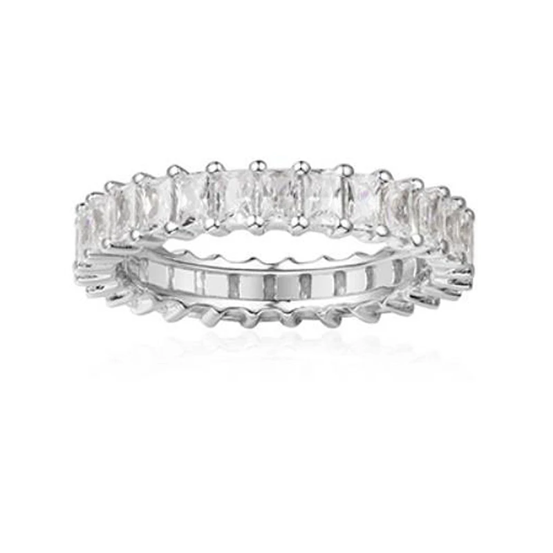 Твердые 925 Серебряный квадратный камень кольцо на палец для мужчин ECLAT Drill с AAA