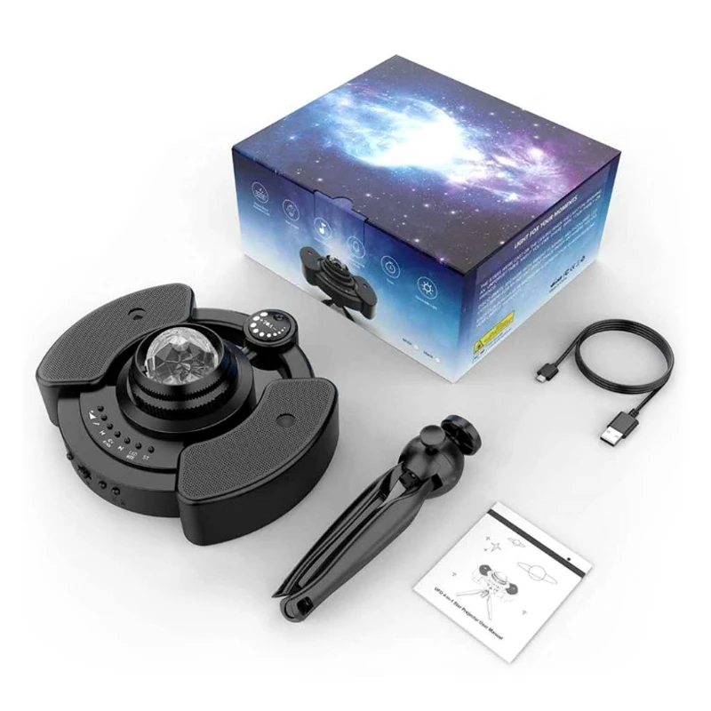

LED Starry Sky Projector Rotating Water Waves Lamp Starry Star Music Player with Stereo Speakers for Party Birthday Decoration