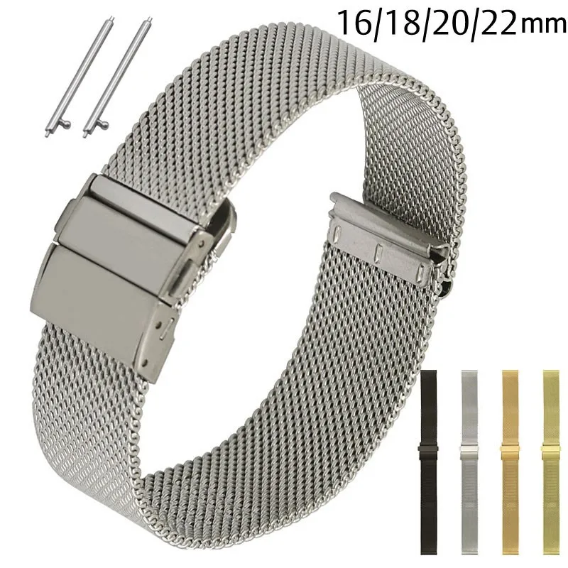 

Mesh Watch Strap For Smart Huawei GT2 Watch 16mm 18mmm 20mm 22mm Stainless Steel Loop Strap Wristband With Quick Release Bars