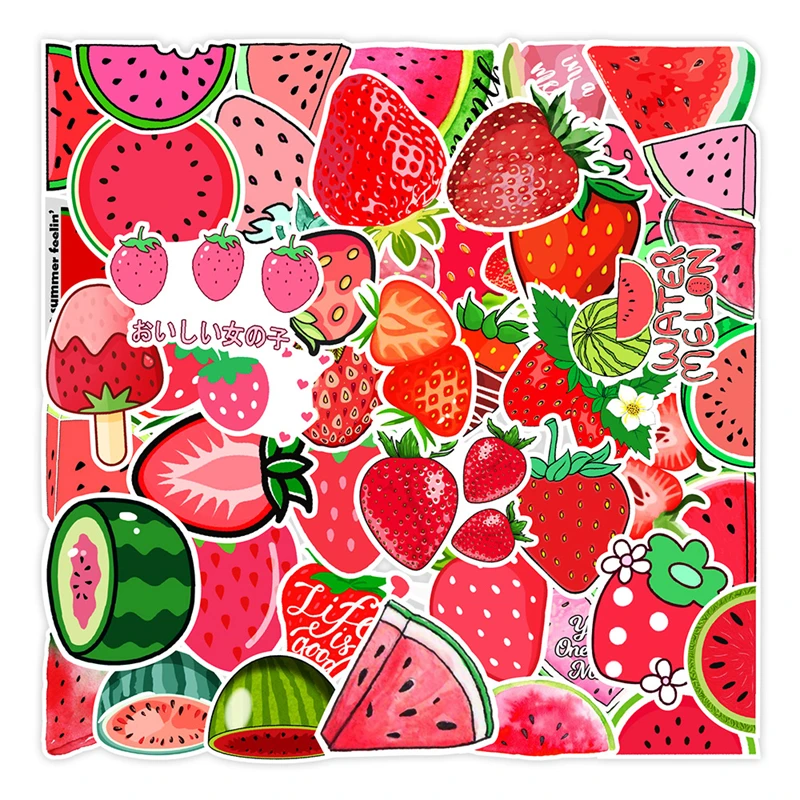 

25/50 PCS Watermelon Strawberry Cute Sticker For Cup Phone Computer Fridge Helmet Car Motorcycle Luggage Decoration Waterproof