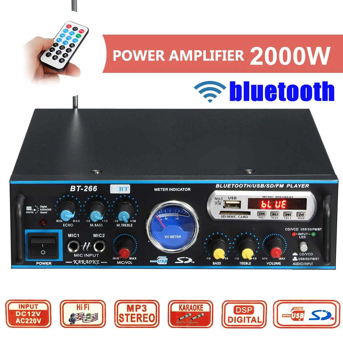 

2000 Вт HIFI bluetooth Мощность автомобильный усилитель/домашний Театр цифровой Мощность аудио усилитель для акустическая система ВЧ бас Управлени...