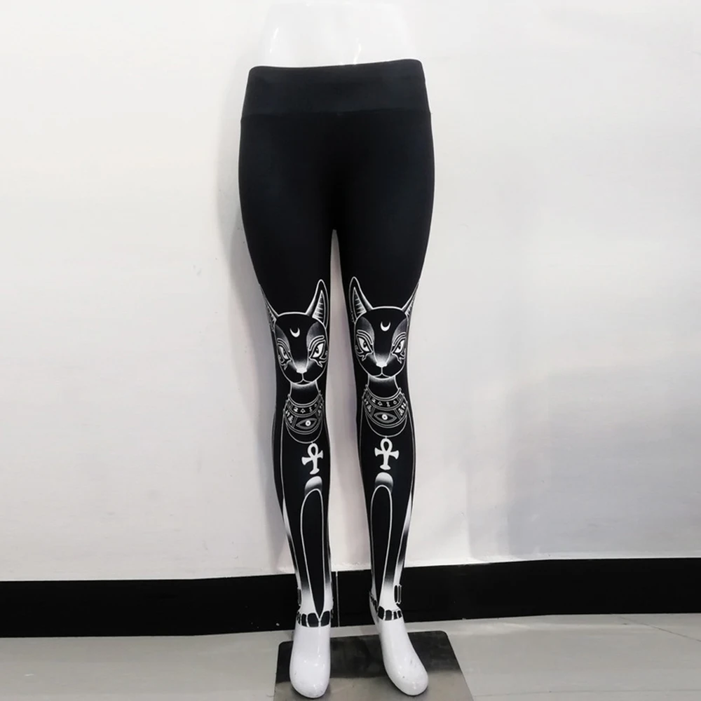 

Women's Autumn New Nine-point Pants Leggings Fashion Casual Sports Style Yoga Training Fitness Home Pure Color Cat Printed