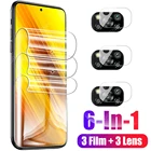 6 в 1 Защитная Гидрогелевая пленка для полного клея для Xiaomi Mi Poco X3 NFC F X 3 GT F3 M3 Pro Защитная пленка для объектива камеры из мягкого стекла