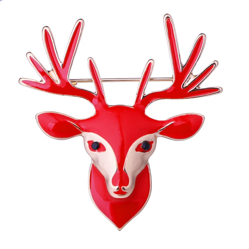 

Christmas Red Elk Retro Brooch Men's and Women's Animal Personality Corsage Prom Party Fashion Collar Pin Badge Accessories