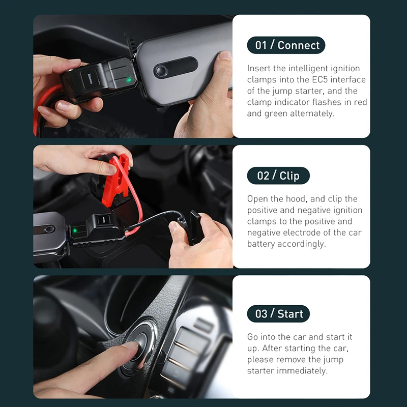 

Baseus Car Jump Starter 12000mah 1000A Portable Emergency Starter Power Bank 12V Auto Booster Starting Device Battery for car