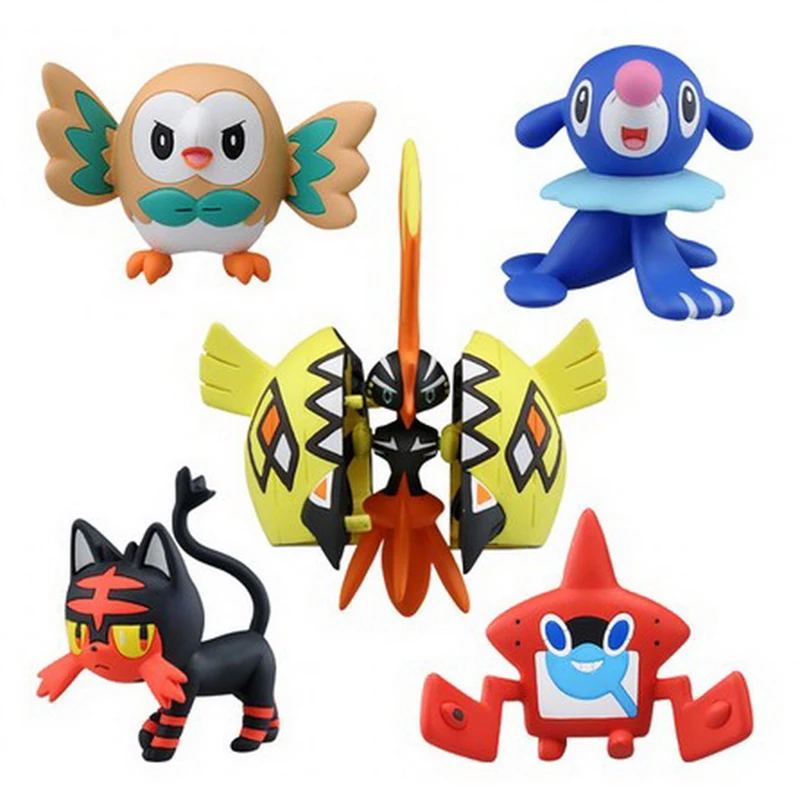 

Pokemon Charmander Popplio Litten Pikachu Rowlet Treecko Eevee Fennekin Greninja Anime Action Figure Dolls Toy