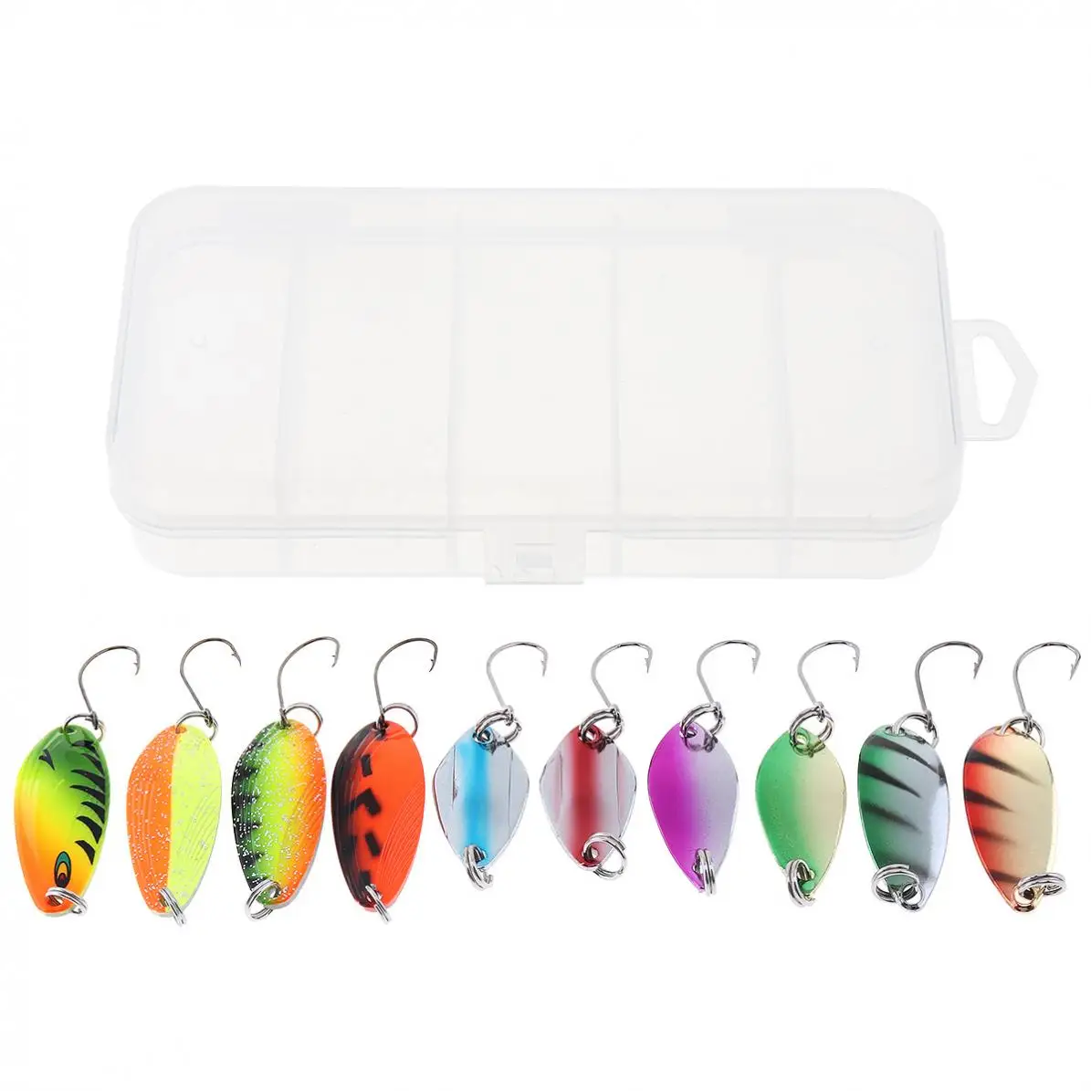 

10pcs/lot Colorful 4.5g 3g 2g Metal Spoon Lure Spinner Bait Hard Sequins with Box